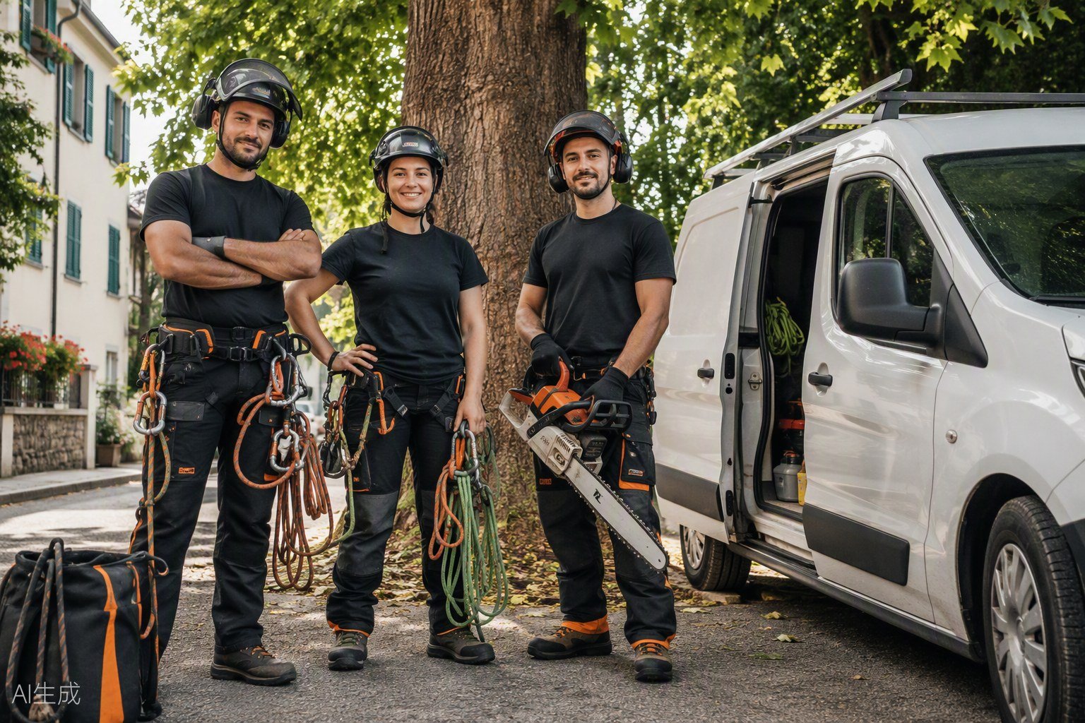 La squadra di Potatura Alberi Monza al lavoro in Brianza